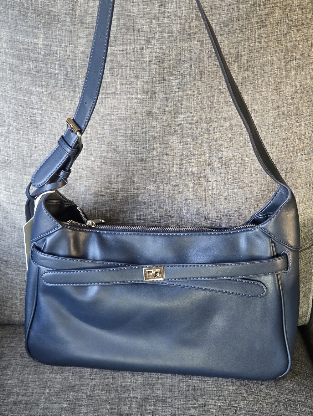 New Isabelle Vegan Leather Blue Shoulder Bag